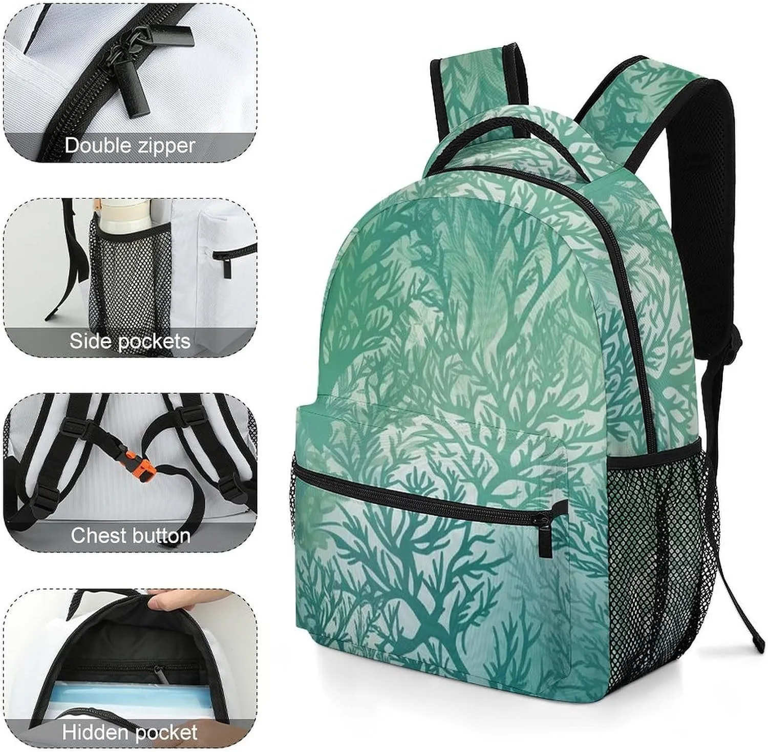 Backpacks Green Sea Blue Seaweed Travel Bag Laptop Backpack Casual Daypack for Weekender Business Hiking