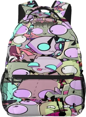 Backpacks Invader Anime Zim Adjustable Laptop Backpack Double Shoulder Bag for Women Men Climbing Shopping Work