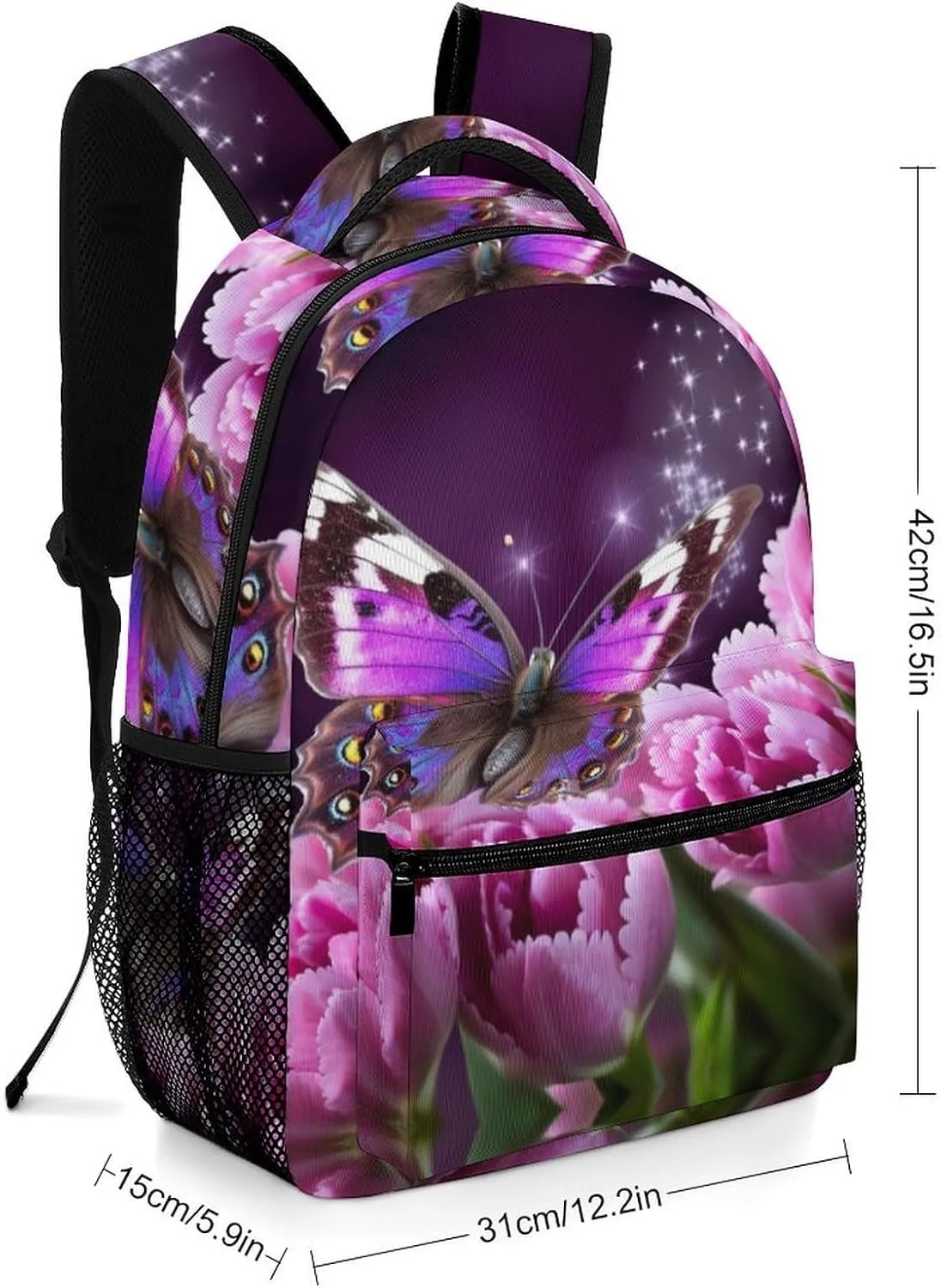 Backpacks Purple Flower Butterfly Travel Bag Laptop Backpack Casual Daypack for Weekender Business Hiking