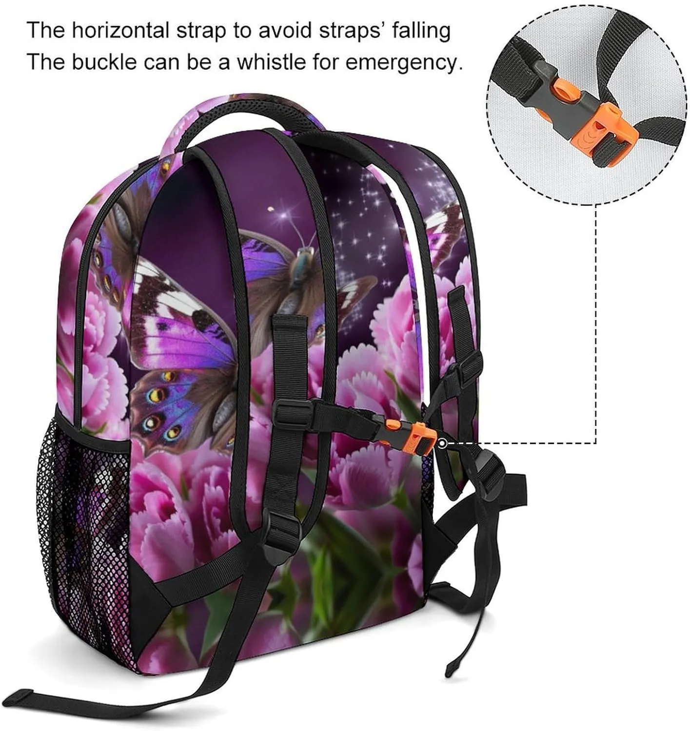 Backpacks Purple Flower Butterfly Travel Bag Laptop Backpack Casual Daypack for Weekender Business Hiking