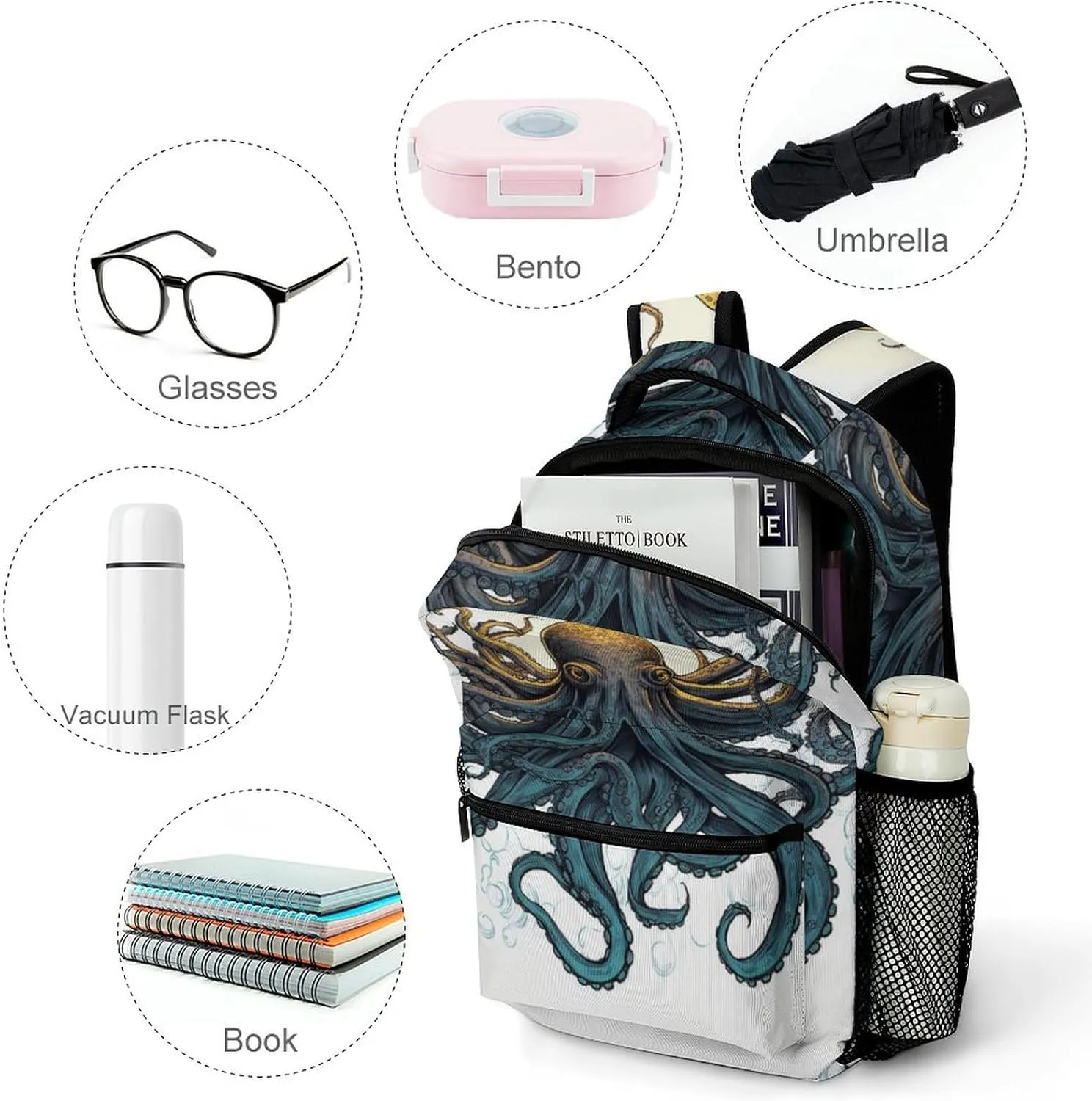 Backpacks Sun Ocean Octopus Travel Bag Laptop Backpack Casual Daypack for Weekender Business Hiking