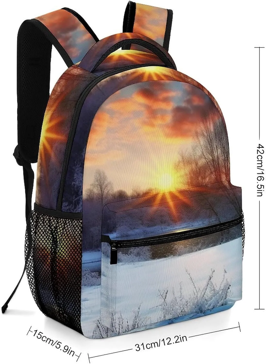 Backpacks Winter Sunrise Sunset Landscape Travel Bag Laptop Backpack Casual Daypack for Weekender Business Hiking