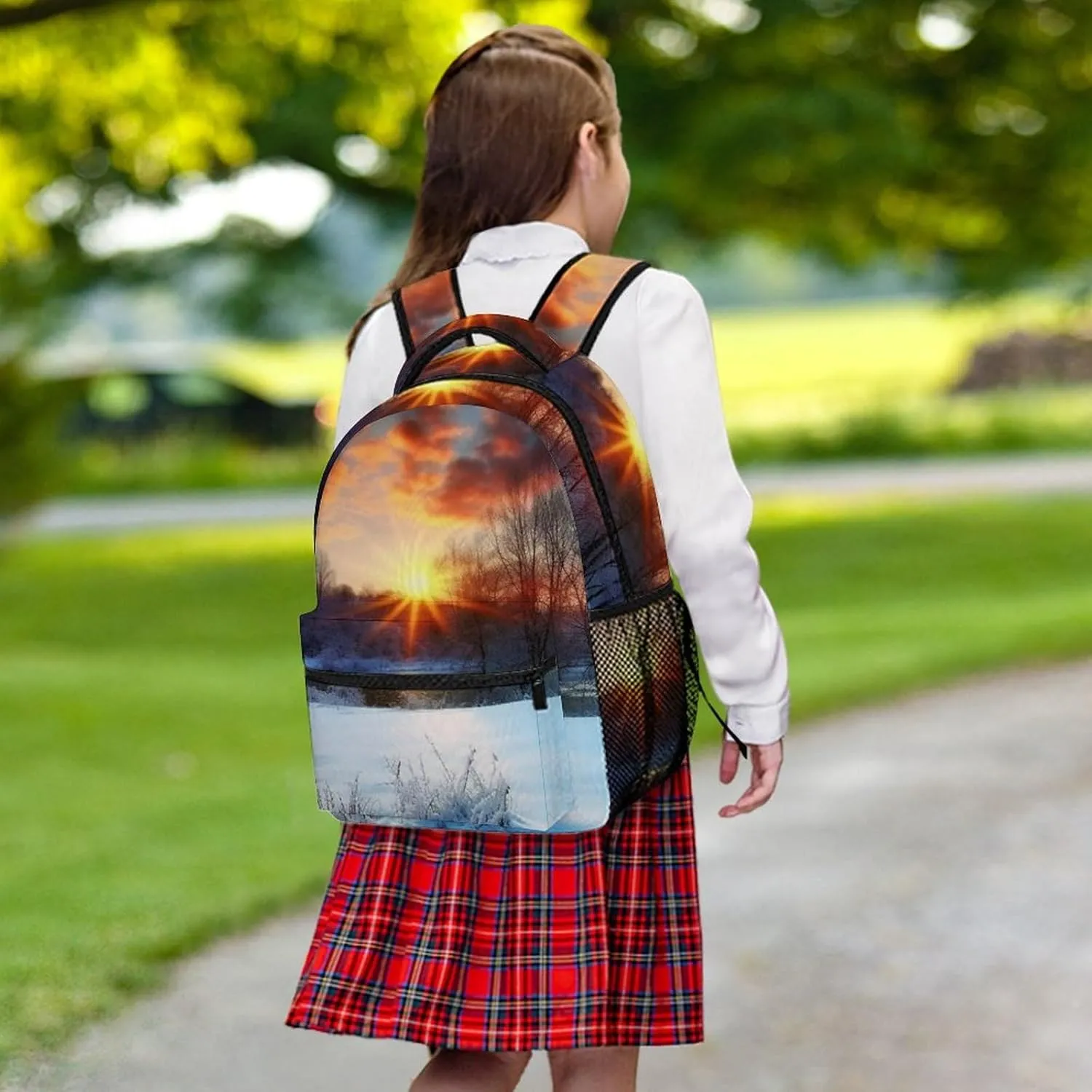 Backpacks Winter Sunrise Sunset Landscape Travel Bag Laptop Backpack Casual Daypack for Weekender Business Hiking