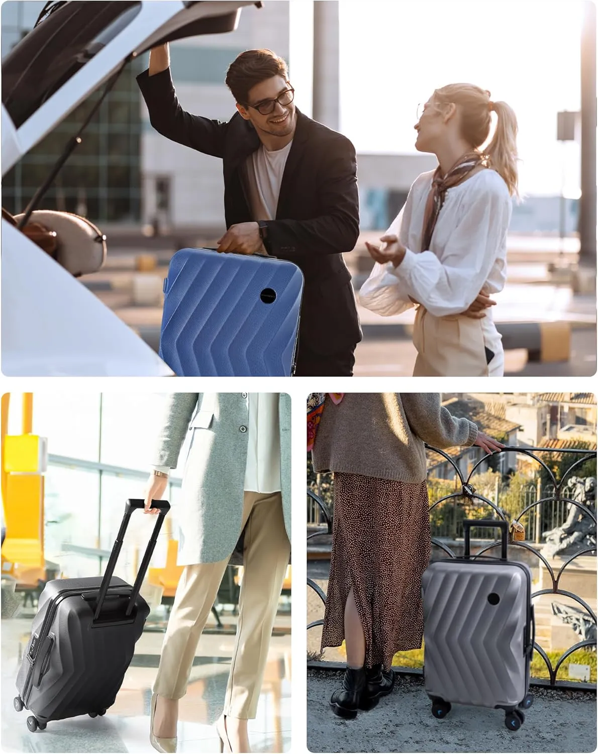 BAGSMART Carry On Luggage 22x14x9 Airline Approved,PC Hardside Suitcase,20 Inch Luggage with Spinner Wheels, Lightweight Travel Suitcases for Men Women,Navy Blue
