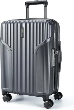 BAGSMART Expandable Carry On Luggage 22x14x9 Airline Approved, Carry-On Suitcase with Spinner Wheels, Hardside Polycarbonate Rolling Travel Luggage with TSA Lock 20-Inch, Grey