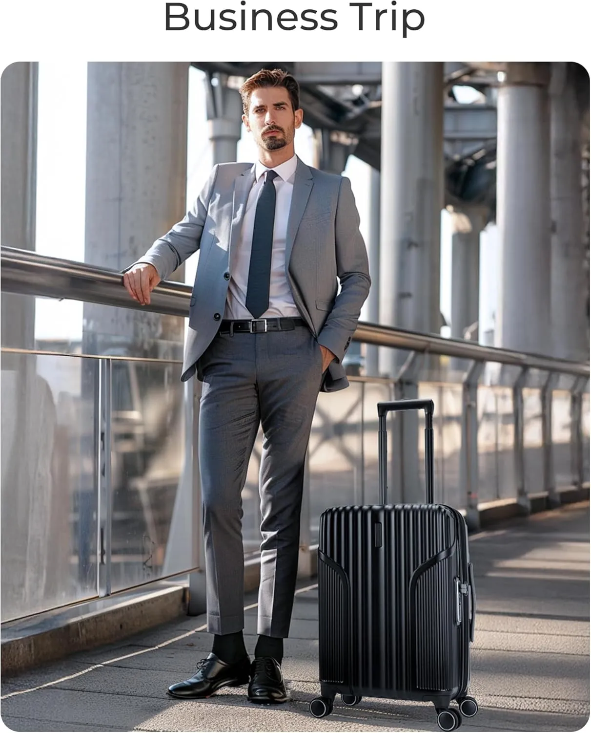 BAGSMART Expandable Carry On Luggage 22x14x9 Airline Approved, Carry-On Suitcase with Spinner Wheels, Hardside Polycarbonate Rolling Travel Luggage with TSA Lock 20-Inch, Grey
