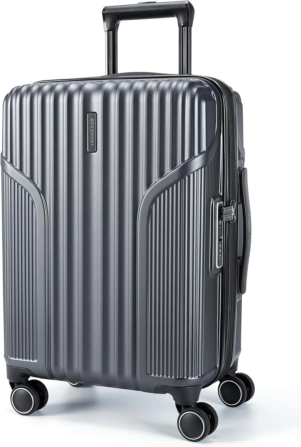 BAGSMART Expandable Carry On Luggage 22x14x9 Airline Approved, Carry-On Suitcase with Spinner Wheels, Hardside Polycarbonate Rolling Travel Luggage with TSA Lock 20-Inch, Grey