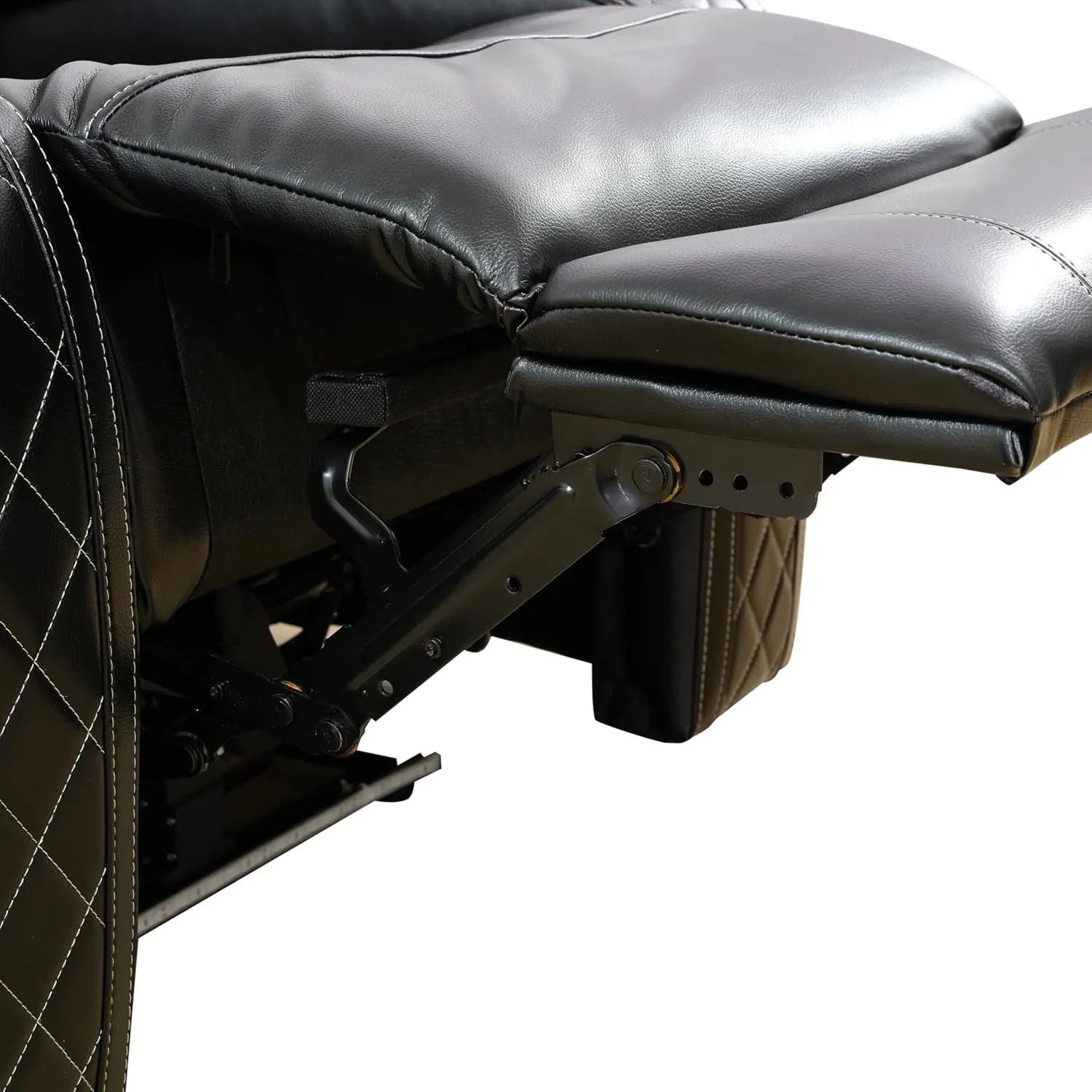 Ball & Cast Power Recliner Sofa Sectional Couch,Breathing Leather Living Room Reclining w/Wireless Chargers and LED Lighting,Home Theater 3 Seat Couches with Reversible Coffe Table & Metal Leg,Black