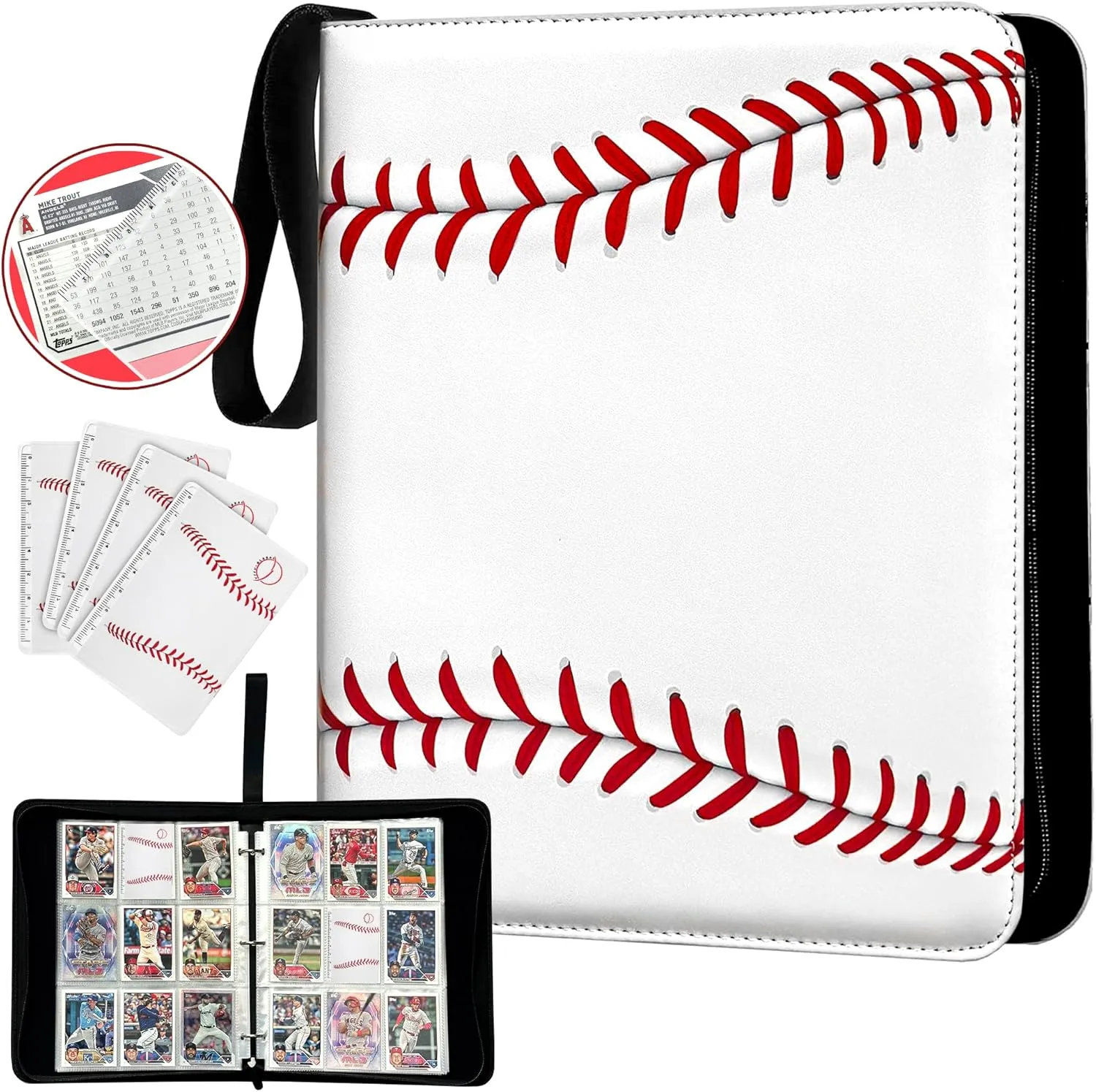 Baseball Card Binder, 9 Pocket Sheet, Baseball Card Holder, Fits 900 Baseball Cards with 50 Removable Sleeves, Sports Card Binder, Collectible Trading Cards Album, Card Binder