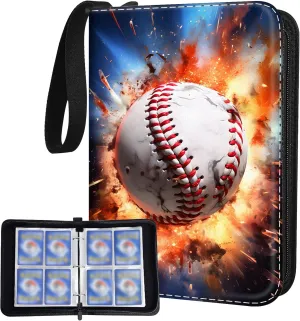 Baseball Card Binder Holder 480 Pockets with 60 Removable Sleeves, Portable Sports Trading Cards Binder Album Collector Organizer Protectors with Zipper,Waterproof