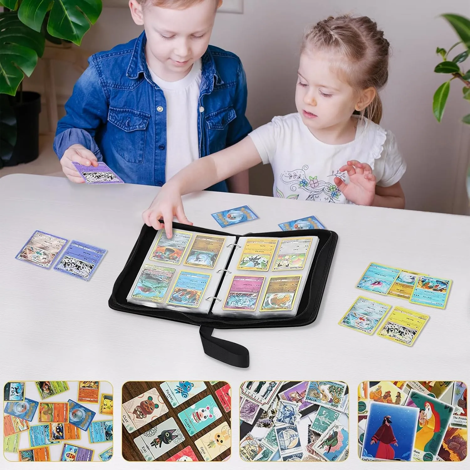 Baseball Card Binder Holder 480 Pockets with 60 Removable Sleeves, Portable Sports Trading Cards Binder Album Collector Organizer Protectors with Zipper,Waterproof