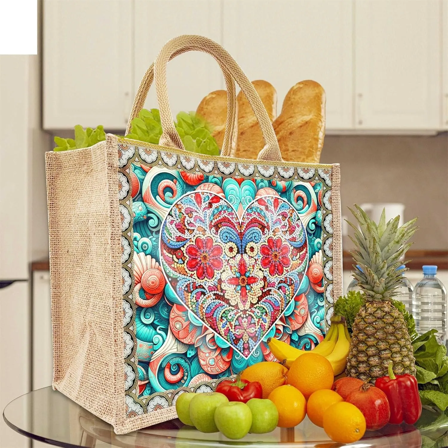 BAYUNOE Mandala Handbag Handmade Diamond Art Painting Purses with 2Pcs Replaceable Canvas Pattern DIY Shoulder Makeup Bag for Women Art Craft Gift-Mandala02