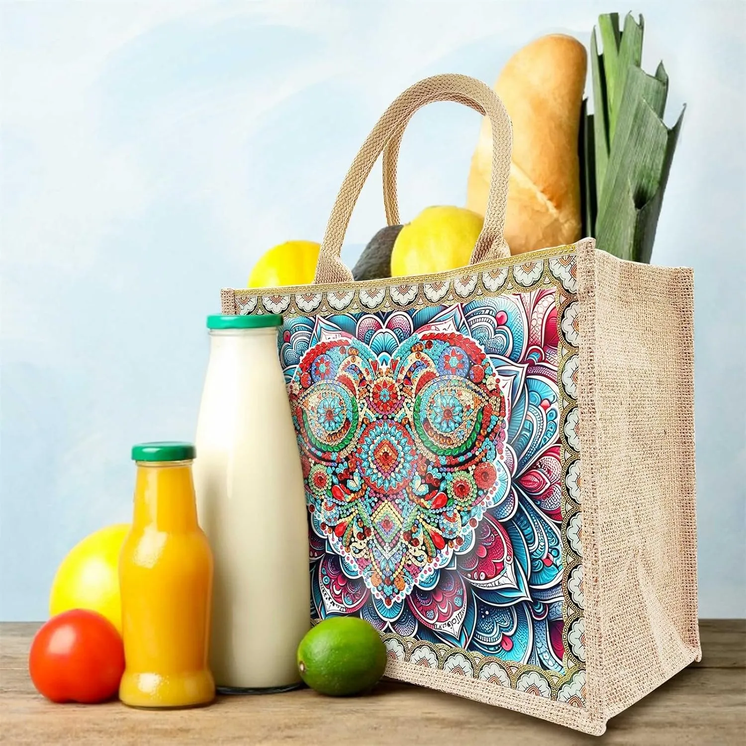 BAYUNOE Mandala Handbag Handmade Diamond Art Painting Purses with 2Pcs Replaceable Canvas Pattern DIY Shoulder Makeup Bag for Women Art Craft Gift-Mandala02