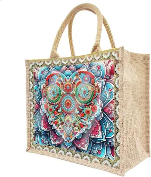 BAYUNOE Mandala Handbag Handmade Diamond Art Painting Purses with 2Pcs Replaceable Canvas Pattern DIY Shoulder Makeup Bag for Women Art Craft Gift-Mandala02