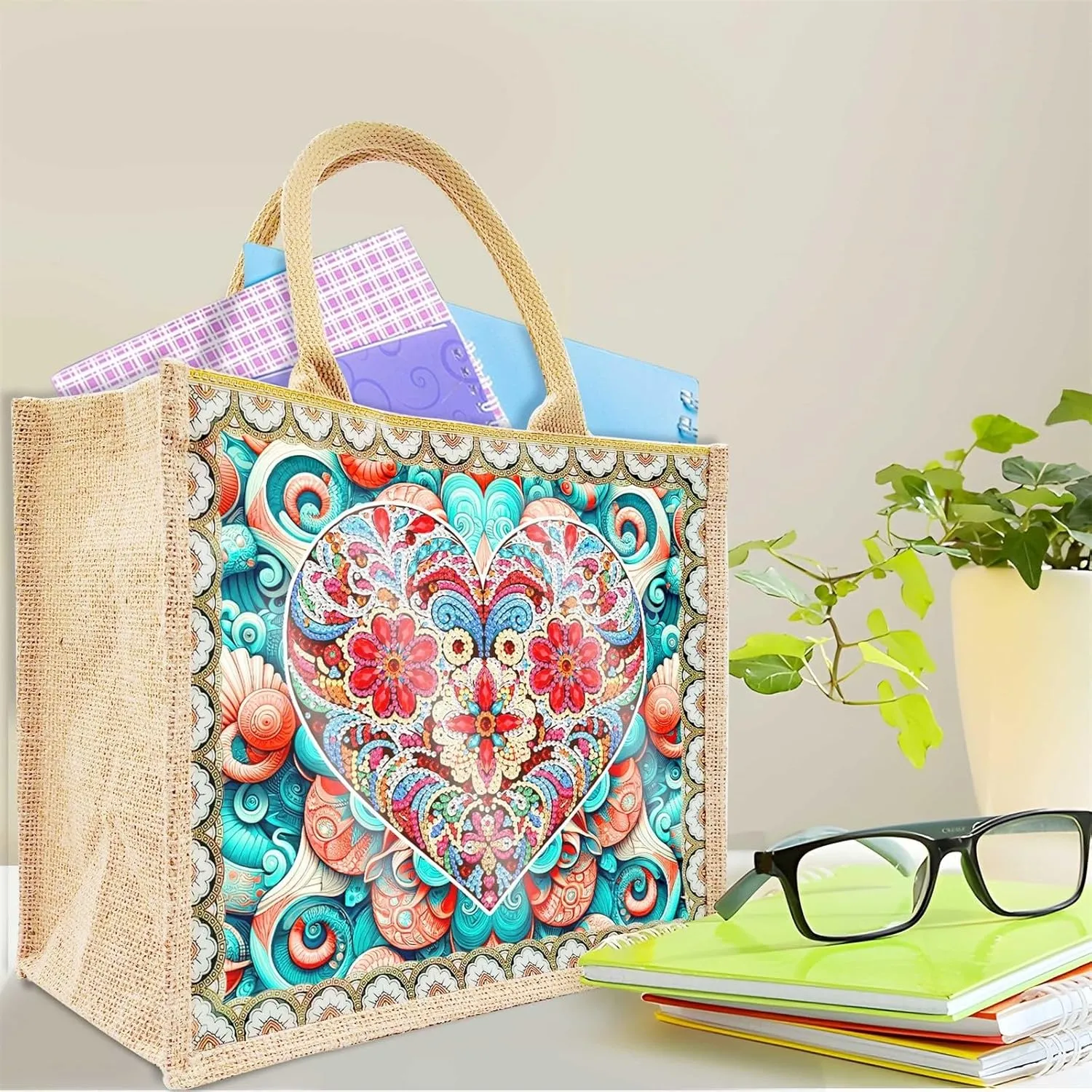 BAYUNOE Mandala Handbag Handmade Diamond Art Painting Purses with 2Pcs Replaceable Canvas Pattern DIY Shoulder Makeup Bag for Women Art Craft Gift-Mandala02