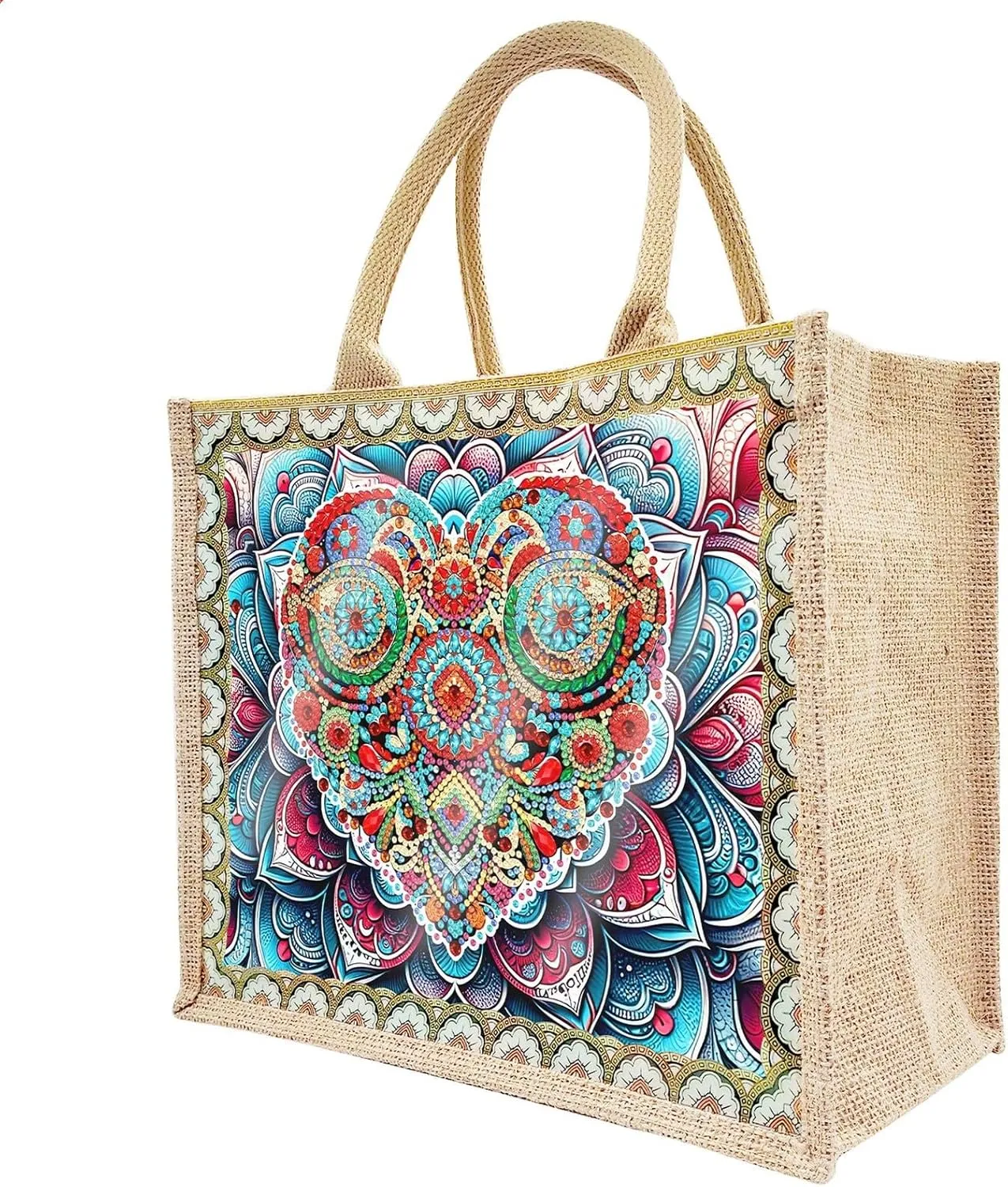 BAYUNOE Mandala Handbag Handmade Diamond Art Painting Purses with 2Pcs Replaceable Canvas Pattern DIY Shoulder Makeup Bag for Women Art Craft Gift-Mandala02