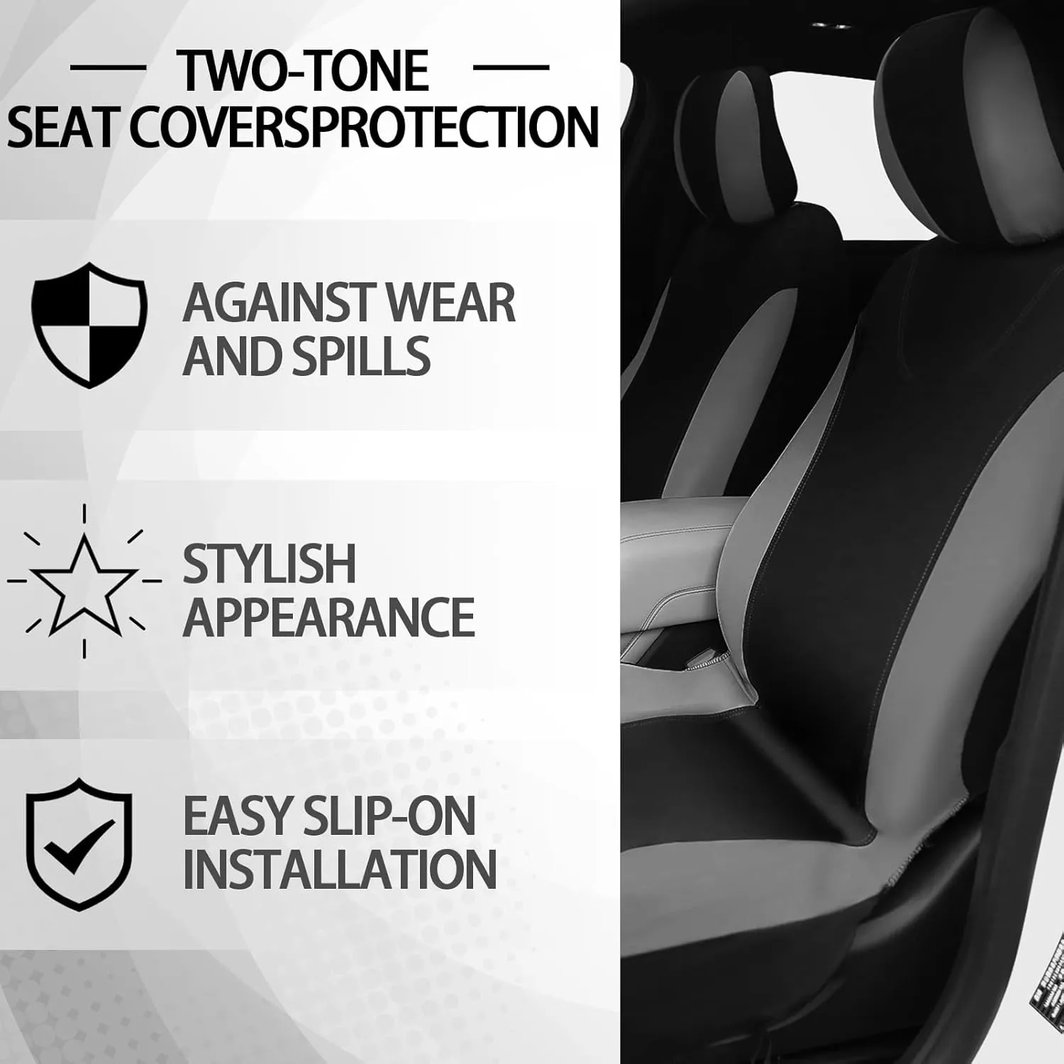 BBTO 43 Pcs Bling Car Accessories Set for Women Front Seats and Rear Bench Polyester Car Seat Protectors Wheel Cover Seat Floor Mats Full Crystal Automotive Interior Decor(Gray and Black)