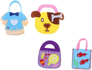 BCOATH 4 Set Non-Woven Fabric Bag Making Kit Children's Handbag Making Supplies DIY Craft Kit for Boys and Girls