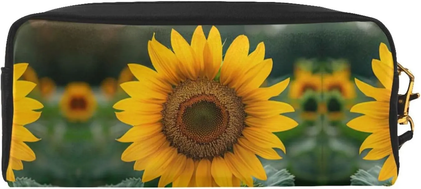 Beautiful Sunflower Print Portable Makeup Bag,Travel-Friendly Design,Versatile Mini Makeup Pouchtion