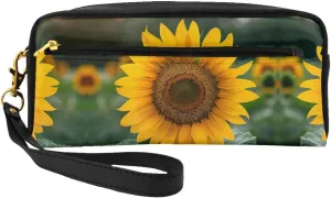 Beautiful Sunflower Print Portable Makeup Bag,Travel-Friendly Design,Versatile Mini Makeup Pouchtion