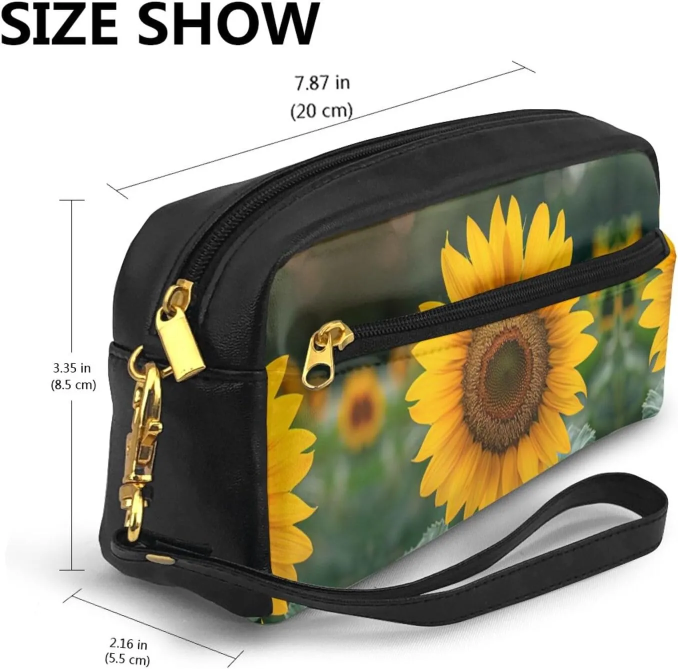 Beautiful Sunflower Print Portable Makeup Bag,Travel-Friendly Design,Versatile Mini Makeup Pouchtion