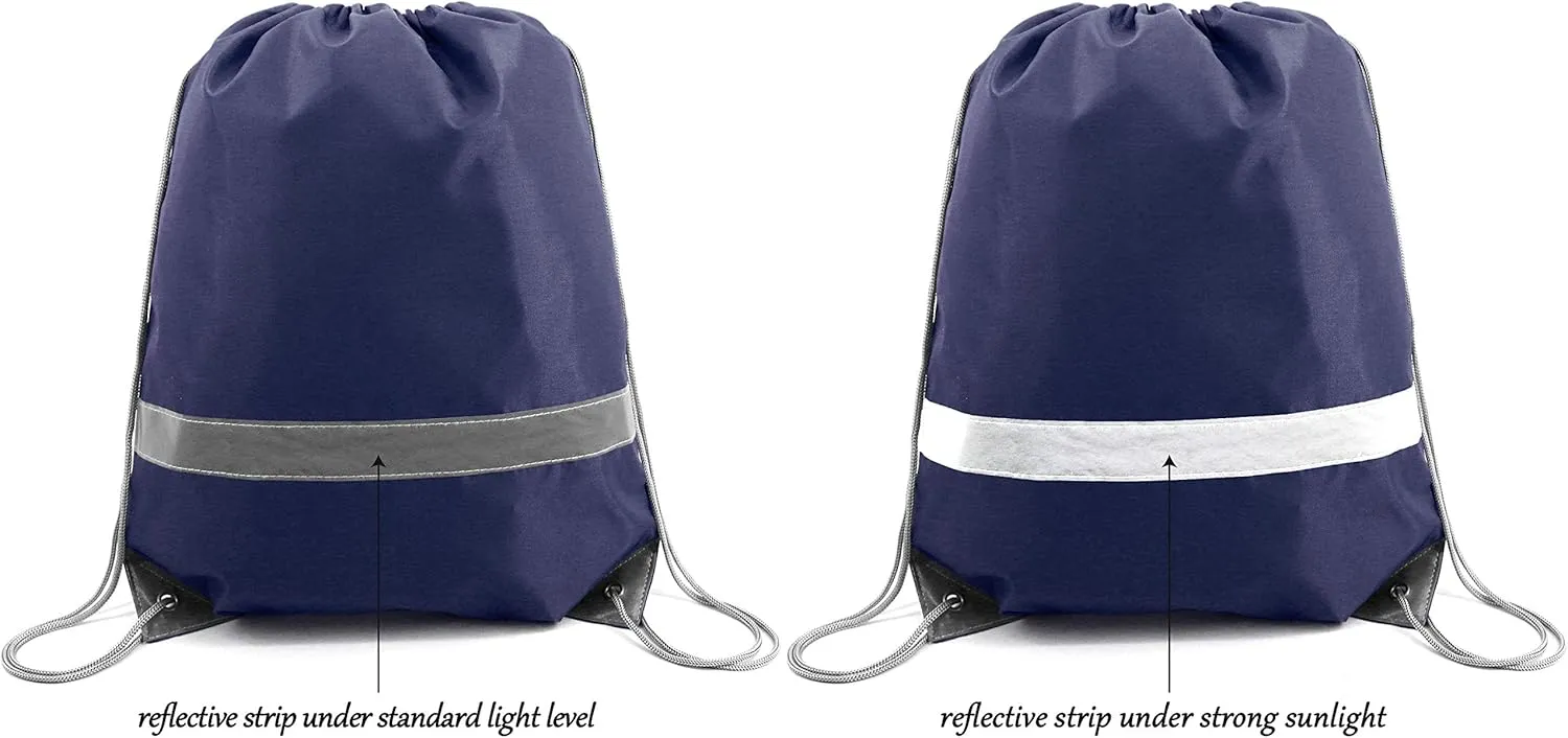 BeeGreen 30 Pieces Navy Blue Drawstring Backpacks Bulk, Reflective Gym String Bags DIY for Team Sports