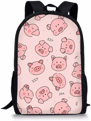 Beginterest Cartoon Pig Backpacks Elementary School Bags Bookbags for Kids Boys Girls