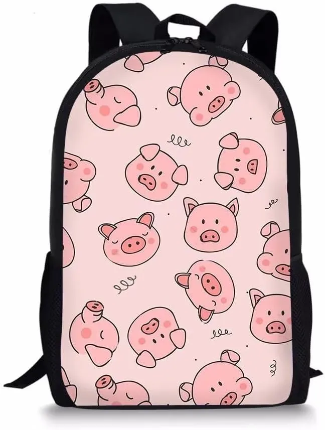 Beginterest Cartoon Pig Backpacks Elementary School Bags Bookbags for Kids Boys Girls