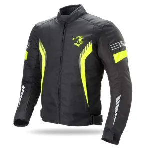 Bela Bradley Mens Motorcycle Textile Jacket - Black/Fluro Yellow