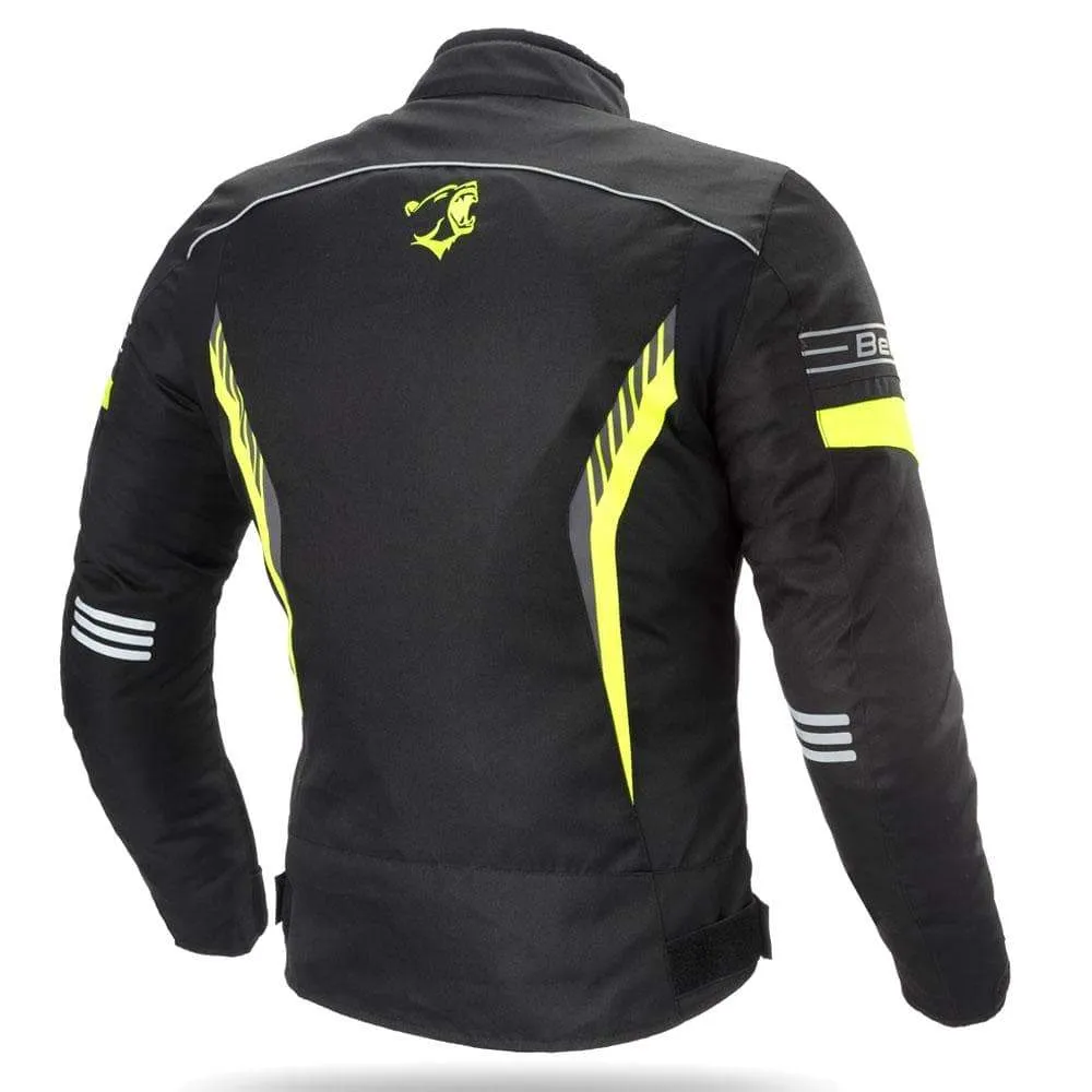 Bela Bradley Mens Motorcycle Textile Jacket - Black/Fluro Yellow