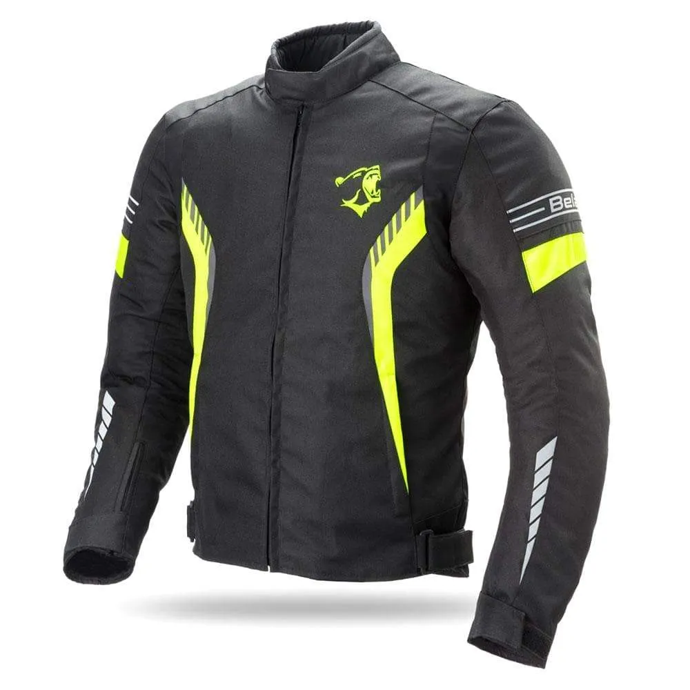 Bela Bradley Mens Motorcycle Textile Jacket - Black/Fluro Yellow