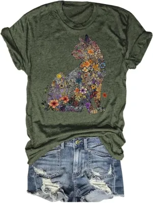 Beopjesk Womens Summer Giraffe Printed T-Shirt Funny Cute Animal Graphic Tees Tops