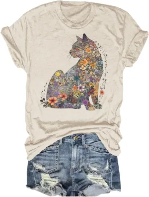 Beopjesk Womens Summer Giraffe Printed T-Shirt Funny Cute Animal Graphic Tees Tops