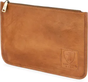 BERLINER BAGS Vintage Genuine Leather Document Organizer Theo XL, Passport Holder and Travel Wallet - Brown