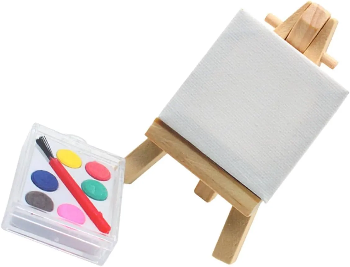 BESPORTBLE 3sets Miniature Easel for Dollhouse Artistic Ornament Drawing Board and Pigment Accessories Mini House Decoration and Photography Prop