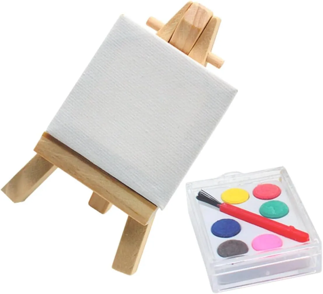 BESPORTBLE 3sets Miniature Easel for Dollhouse Artistic Ornament Drawing Board and Pigment Accessories Mini House Decoration and Photography Prop