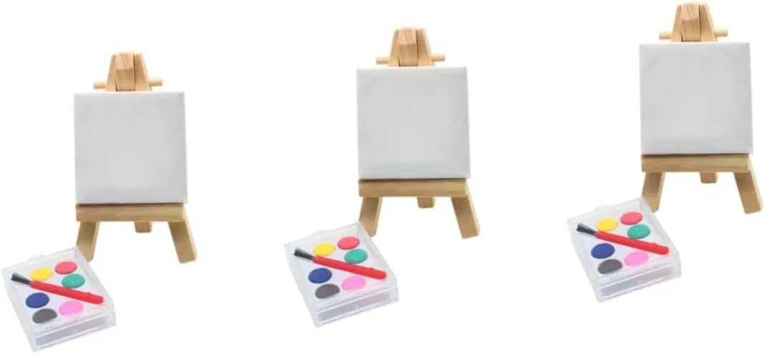 BESPORTBLE 3sets Miniature Easel for Dollhouse Artistic Ornament Drawing Board and Pigment Accessories Mini House Decoration and Photography Prop
