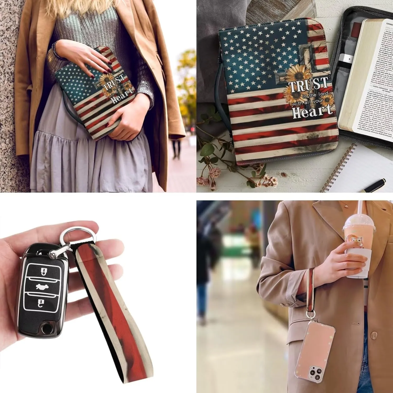 Bible Covers for Women Men with Keychain Carrying Book Case Church Bag Bible with Pockets Large Bible Cover