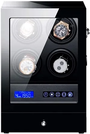 Black Automatic Watch Winder Box with Led Backlight Storage Drawer LCD Control Piano Paint Exterior Quiet Motor Creativity / 9 2