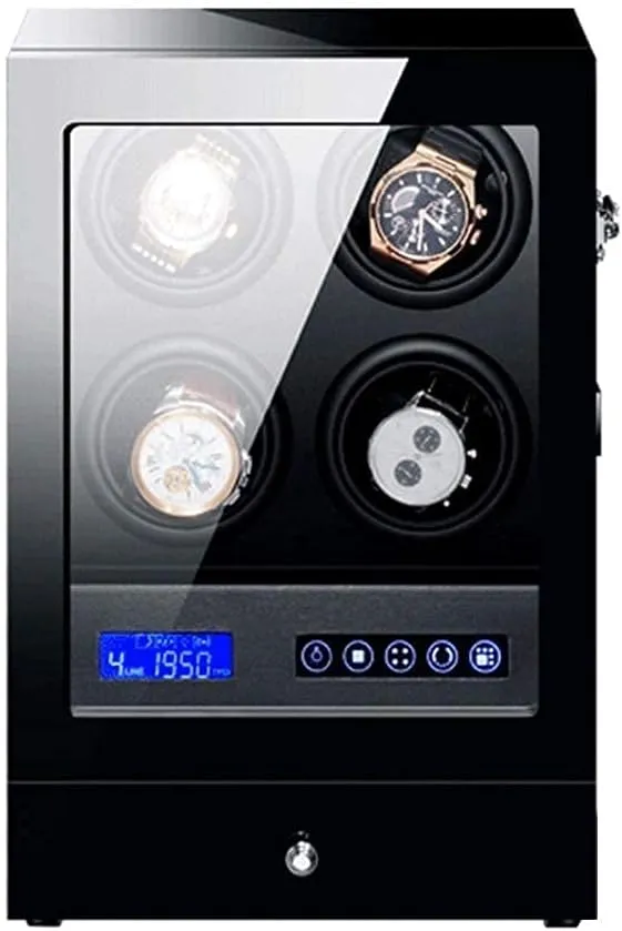 Black Automatic Watch Winder Box with Led Backlight Storage Drawer LCD Control Piano Paint Exterior Quiet Motor Creativity / 9 2