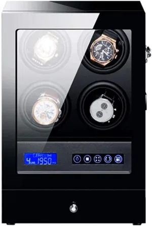 Black Automatic Watch Winder Box with Led Backlight Storage Drawer LCD Touch Sn Control Piano Paint Exterior Quiet Motor High-end Watch Winder Display Watch Box