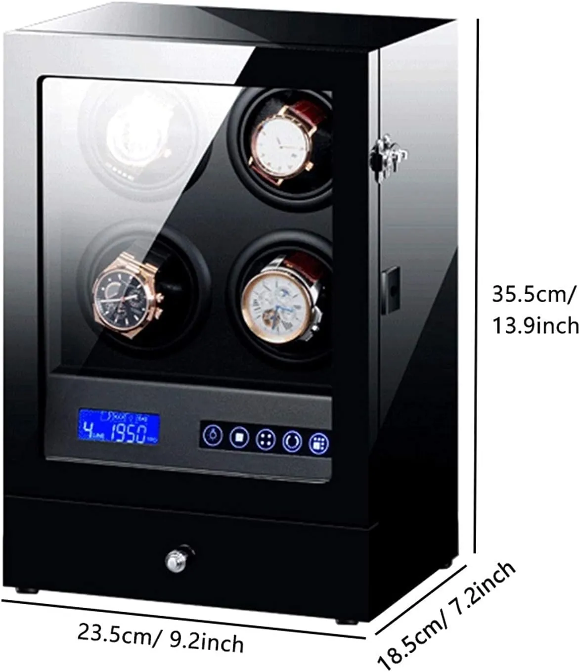 Black Automatic Watch Winder Box with Led Backlight Storage Drawer LCD Touch Sn Control Piano Paint Exterior Quiet Motor High-end Watch Winder Display Watch Box