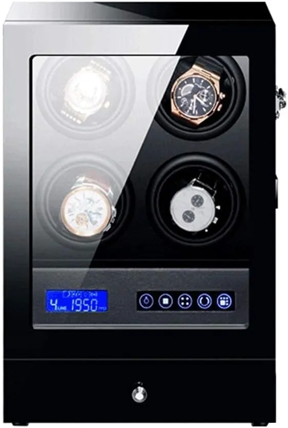 Black Automatic Watch Winder Box with Led Backlight Storage Drawer LCD Touch Sn Control Piano Paint Exterior Quiet Motor High-end Watch Winder Display Watch Box