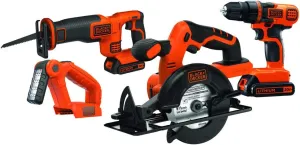 BLACK DECKER 20V MAX Power Tool Combo Kit, 4-Tool Cordless Power Tool Set with 2 Batteries and Charger (BD4KITCDCRL)