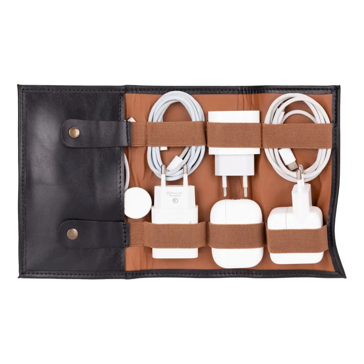 Black Leather Cable Organizer