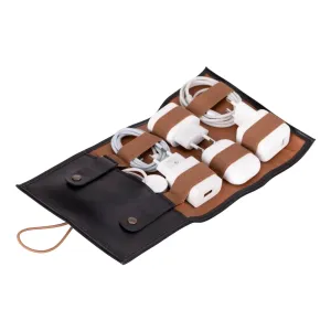 Black Leather Cable Organizer