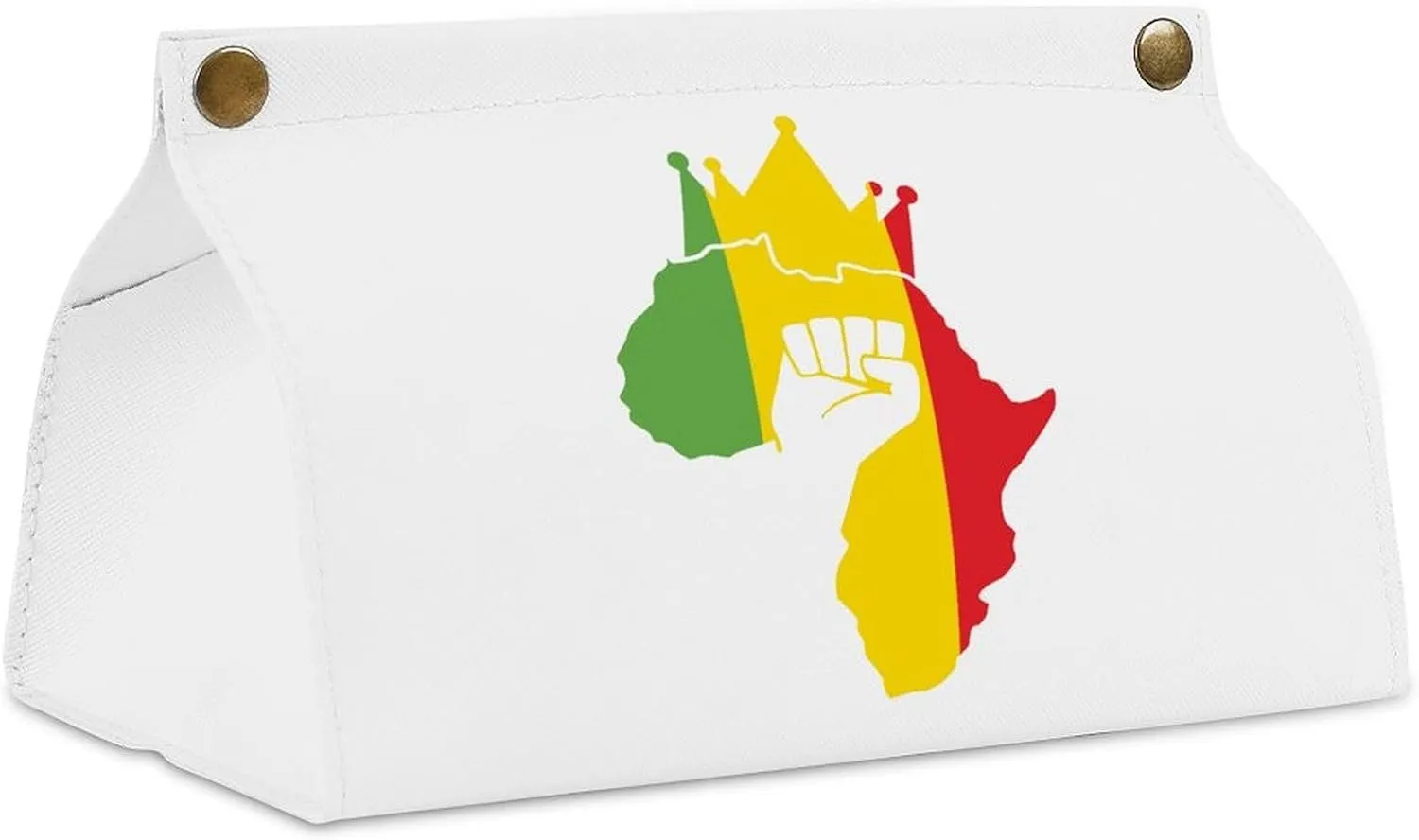 Black Power Fist on Africa Map Tissue Box Cover PU Leather Tissue Box Holder Rectangular Facial Tissue Case Paper Organizer