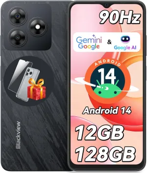 Blackview Wave 8 Android 14 Smartphones, Octa-core 12GB  128GB Expand 2TB Android Phone Unlocked, 90Hz Display, Fingerprint & Face Unlock, 5000mAh Cell Phones, 2 Years Warranty, 3.5mm Earphone Jack