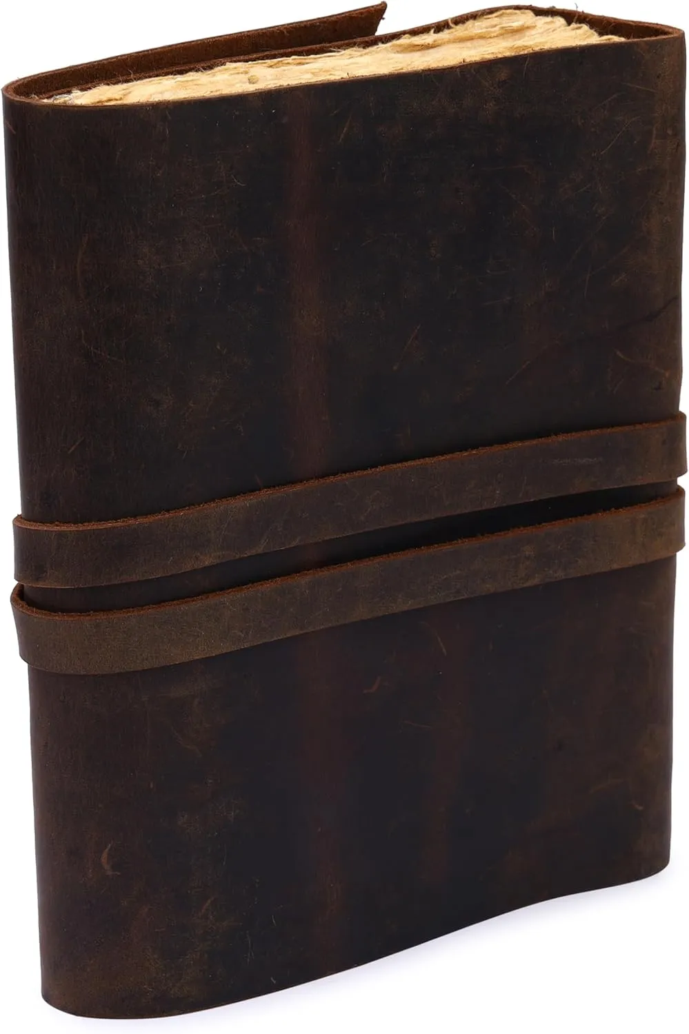 Bless International Vintage-Rustic-Leather-Bound-Journal-Spell-Book 7"X5"-200-Pages-Handmade-Paper-Diary-Gifts Writing-Drawing-Sketchbook-Travel Daily-Notepad-For-Men-And-Women (Russet Brown)