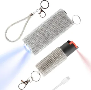 Bling MagiUSA Self Defense Kit for Women-Pepper Spray & Stun Gun&Bracelet 3in1 Combo with Flashlight Tazer Tazr Stylish Luxury Keychain Portable Protection for Safety Ideal for Walking Jogging Travel